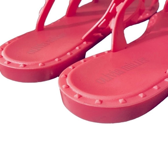 Olivia Miller Flat Studded Hot Pink Sandal Size 7 Rubber 1/2” Heel Height - Picture 8 of 8
